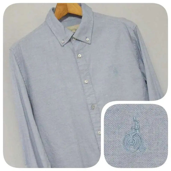 [BUNJANG] Hazzys Herringbone Casual Shirt Sky Blue Men's 100 / 헤지스 헤링본 캐주얼 셔츠 남성100