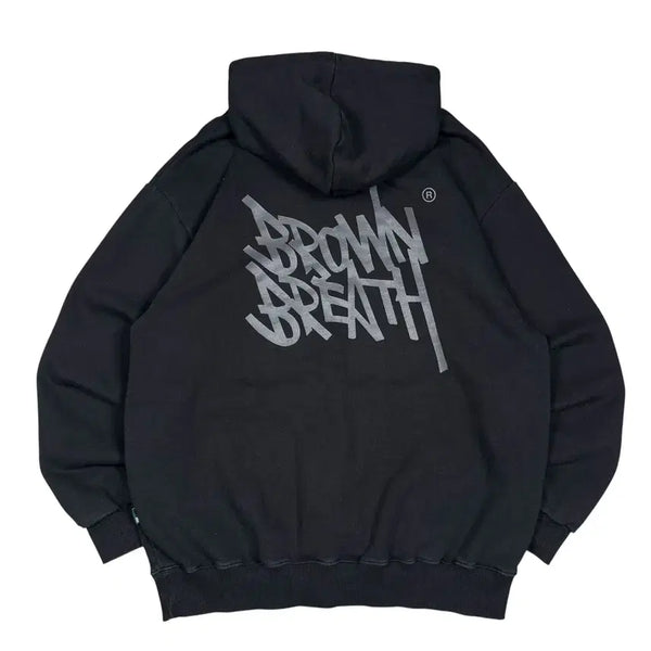[BUNJANG] Brownbreath Black Hoodie / 브라운브레스 블랙 후드티