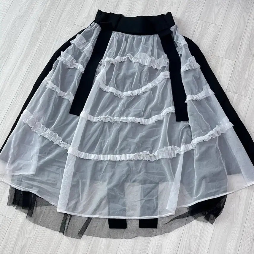 [BUNJANG] Jin.Zhang.Gui Gothic Vintage Style Frill Ribbon Two-Way Skirt / 일본 투웨이 롱 스커트 고딕 빈티지풍 샤스커트 프릴 리본 더티스