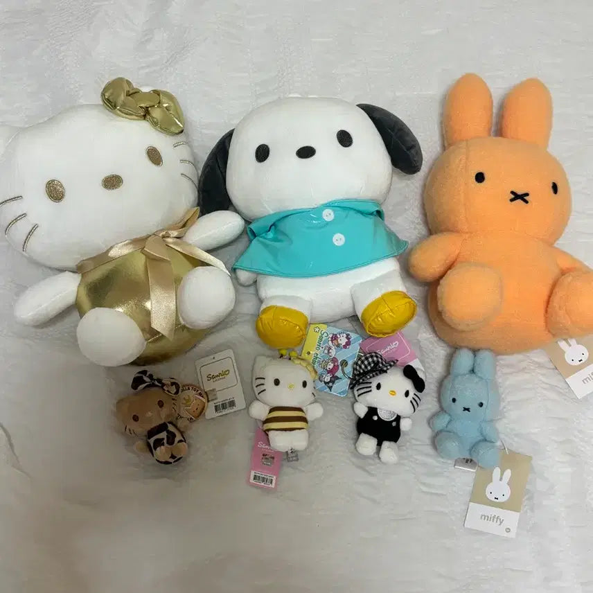 [BUNJANG] Sanrio Hello Kitty, Pochacco, Miffy Plush Doll/Keychain Set / 산리오 키티 포차코 미피 인형/키링 새상품