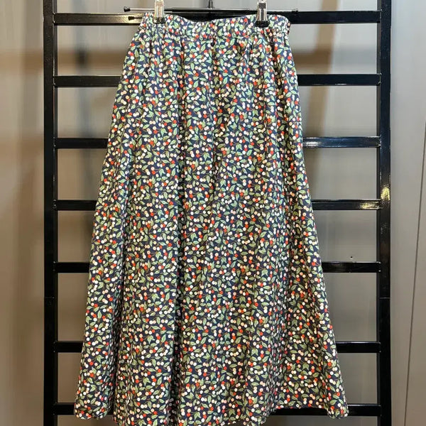 [BUNJANG] LEELIN Cherry Pattern Flare Long Skirt (Free Size) / FREE사이즈 리린(LEELIN) 체리 패턴 플레어 롱 스커트 1.9