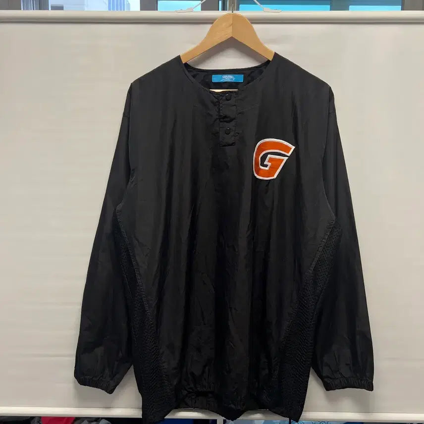 [BUNJANG] Lotte Giants Training Black Woven Windbreaker Warm-up Half-Zip (Size 115) / [정품/115] 롯데자이언츠 트레이닝 블랙 우븐 바람막이 웜업 반집업