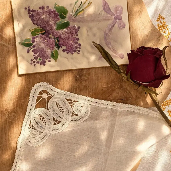 [BUNJANG] Linen Lace Hankerchief / 린넨레이스 행키 퓨어한 화이트손수건