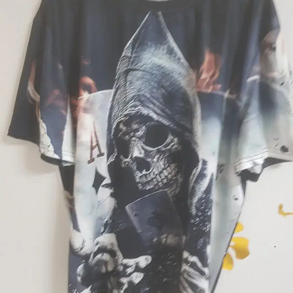 [BUNJANG] Skull Print Short Sleeve T-Shirt (Size 105) / 해골 남자티셔츠(105)