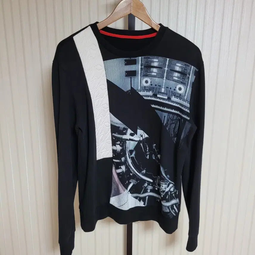 [BUNJANG] System Homme Quilted Printing Sweatshirt Black / 시스템옴므 맨투맨 퀄팅 프린팅 남성 남자 블랙 [100]