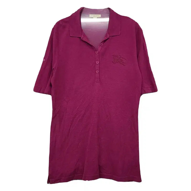 [BUNJANG] Burberry Purple Embroidered Logo Short Sleeve Polo Shirt M / 버버리 퍼플 자수 로고 반팔 카라티 M