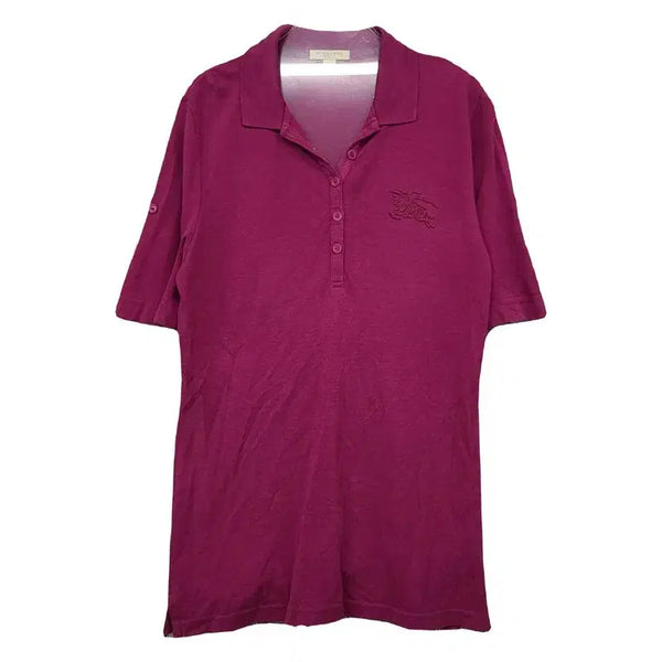 [BUNJANG] Burberry Purple Embroidered Logo Short Sleeve Polo Shirt M / 버버리 퍼플 자수 로고 반팔 카라티 M