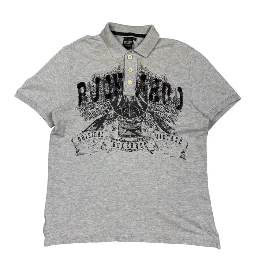 [BUNJANG] Buckaroo Grey Collar Short Sleeve T-Shirt / 버커루 그레이 카라 반팔
