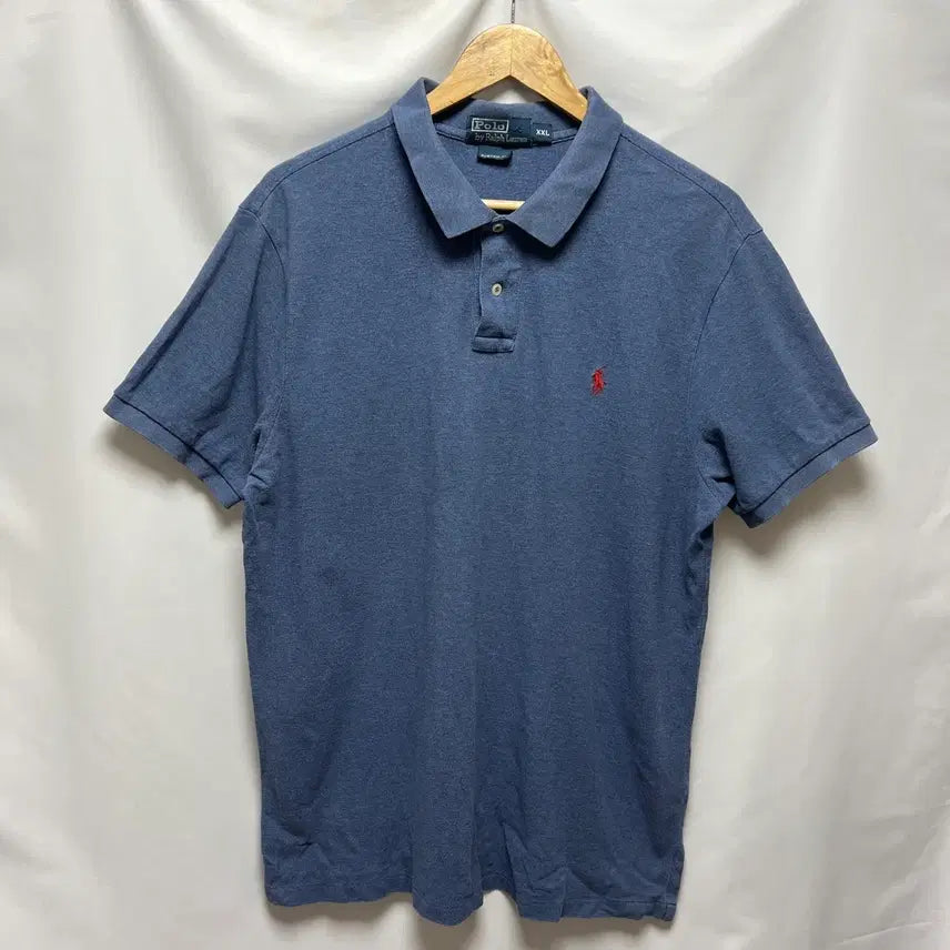 [BUNJANG] Polo Ralph Lauren Custom Fit Light Blue Short Sleeve Polo Shirt 2XL / [정품/2XL] 폴로 랄프로렌 커스텀핏 연블루 카라티 반팔