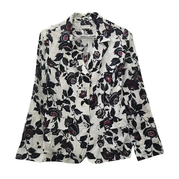 [BUNJANG] Feminine Flower Linen Blended White Blazer Made in Japan / 페미닌 플라워 린넨블렌디드 화이트 블레이저 MADE IN JAPAN