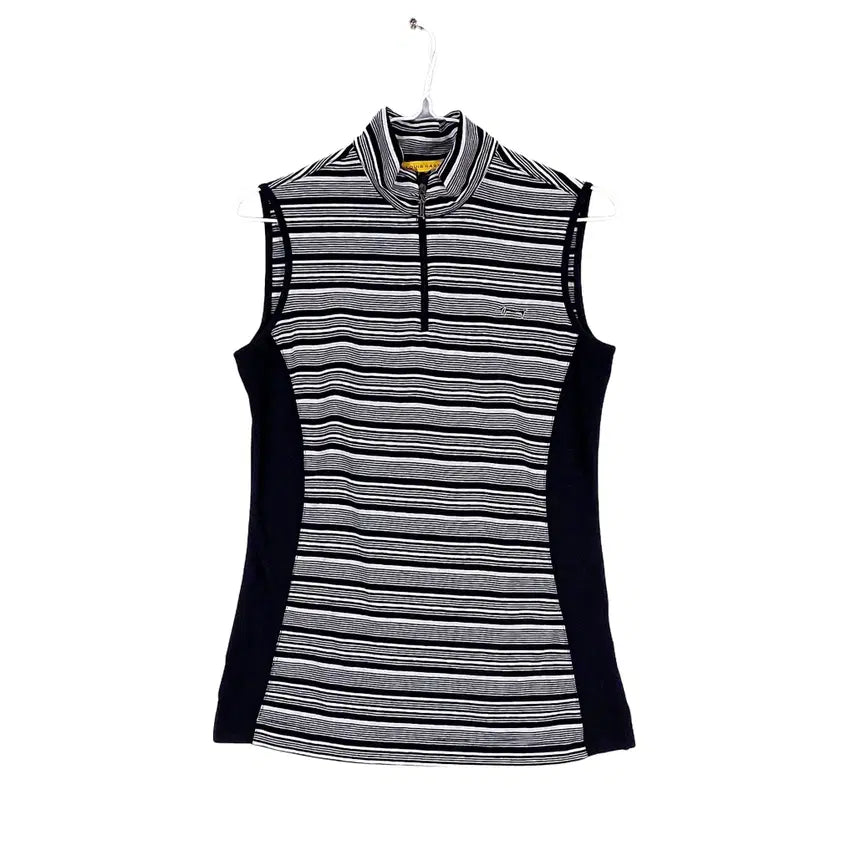 [BUNJANG] Louis Castel Women's Striped Slim Fit Linen Sleeveless Top / 루이까스텔 여성 스포티한 슬림핏 린넨민소매티 95 단가라 01019