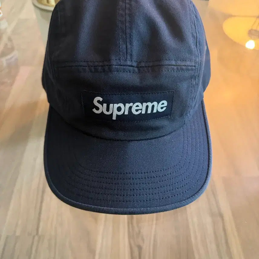 [BUNJANG] Supreme Box Logo Twill Chino Camp Cap Navy / 슈프림 박스로고 트윌치노 캠프캡 네이비