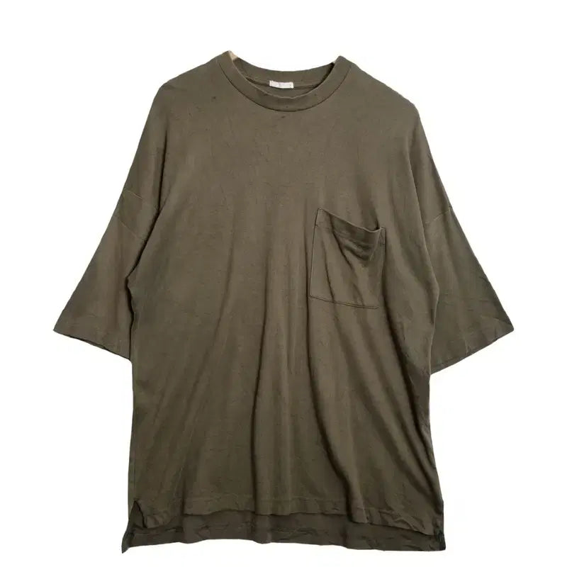 [BUNJANG] GU Cotton 100% Short Sleeve T-Shirt Khaki [M] / GU 지유 카키 반팔 티 [M] 코튼 100%