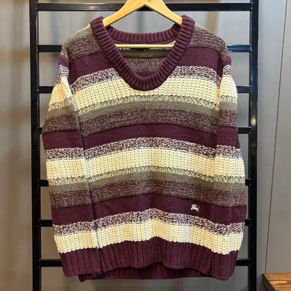 [BUNJANG] Burberry London Blue Label Striped Wool Blend Knit M / (M) 버버리 블루라벨 울 혼방 스트라이프 니트 6.9