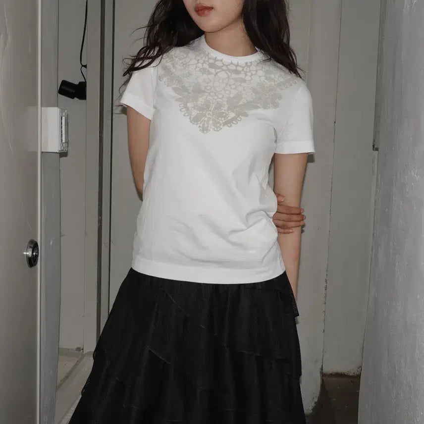 [BUNJANG] Comme des Garçons Tao 06 Lace Print Short Sleeve T-Shirt / 꼼데가르송 타오 06 레이스 프린팅 반팔