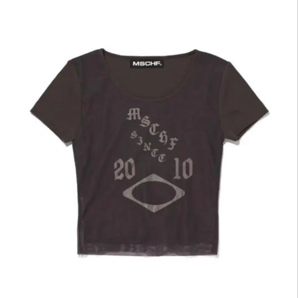 [BUNJANG] MSCHF Sheer Mesh Short Sleeve T-Shirt Charcoal / 미스치프 쉬어 메쉬 차콜 반팔티 M