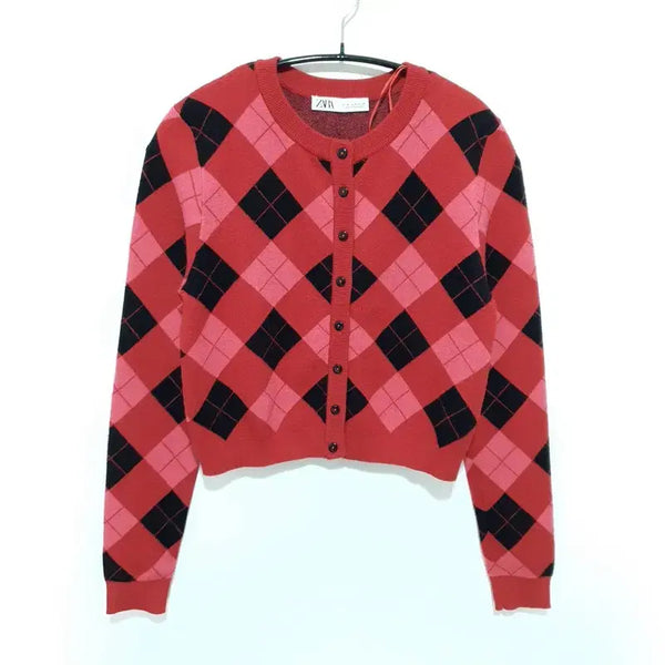 [BUNJANG] Zara Argyle Cardigan M / 자라 아가일 가디건 M_M2401