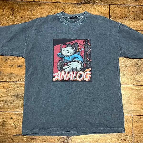 [BUNJANG] Analog Shop Vintage Washed Bear Graphic Half Sleeve T-Shirt (Green) / 아날로그샵 빈티지 워싱 곰돌이 반팔 NO.25 HALF SLEEVE(그린