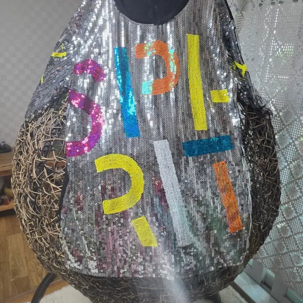 [BUNJANG] Sequin Short Sleeve T-Shirt / 스팽글 반팔 티셔츠