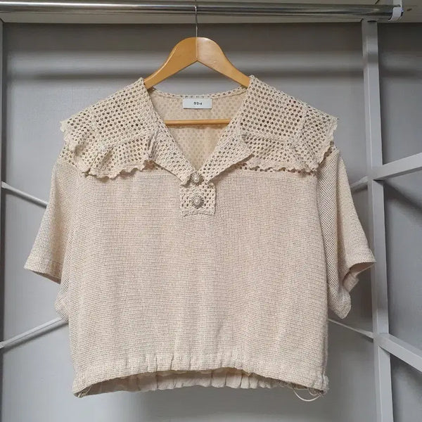 [BUNJANG] OZCECE Crochet Collar Knit Sweater / 한섬 오즈세컨 크로셰 칼라 니트