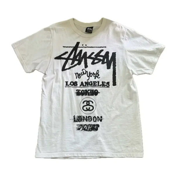 [BUNJANG] Stussy World Tour Short Sleeve T-Shirt White S / 스투시 월드투어 반팔 화이트 S