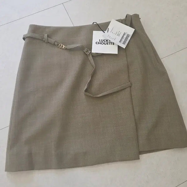 [BUNJANG] LUCKY CHOUETTE Wrap Skirt Beige Size 36 / [새상품] 럭키슈에뜨 랩 스커트 정가 30만원