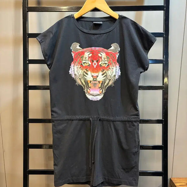 [BUNJANG] Marcelo Burlon Kids Tiger Print Romper Jumpsuit Black / [140] 마르셀로불론 키즈 타이거 프린트 롬퍼 점프수트 블랙 5.9