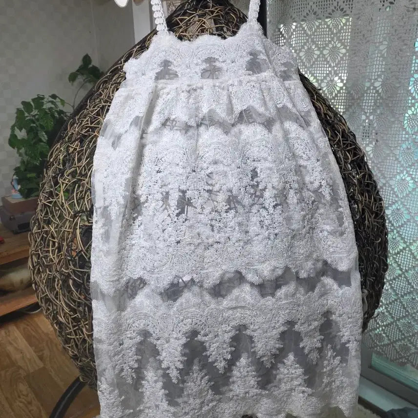 [BUNJANG] White Lace Mini Dress / 화이트 레이스 원피스