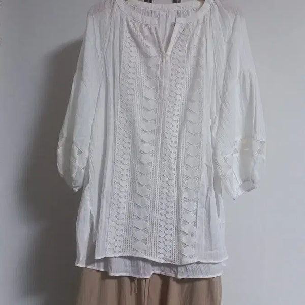 [BUNJANG] White Lace Blouse (Size 66-77) / 화이트 레이스 블라우스 66~77