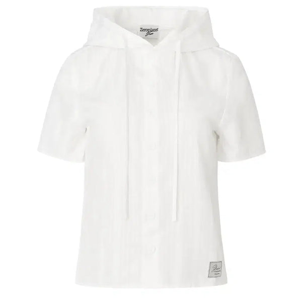 [BUNJANG] Zero Planet Women's Short Sleeve Hoodie Shirt White / 새상품) 제로플래닛 여성 반팔 후드 셔츠 화이트