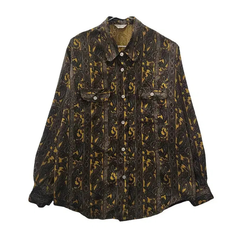 [BUNJANG] Bohemian Paisley Ethnic Multi-color Shirt (Free Size) / 보헤미안 페이즐리 에스닉 다채색 셔츠 F