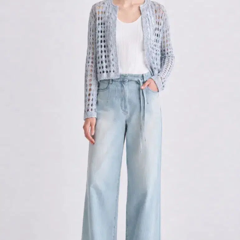 [BUNJANG] Ozsecon Mesh Cropped Cardigan Size 85 / 오즈세컨 메시 크롭 가디건 85사이즈