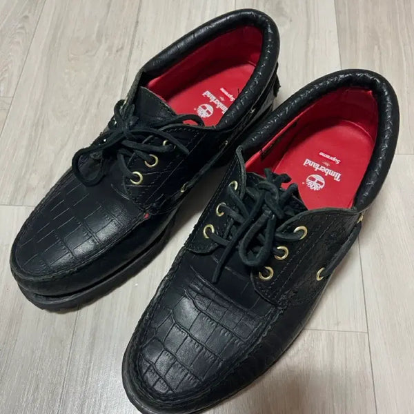 [BUNJANG] Supreme x Timberland Crocodile Pattern Boat Shoes Black / 슈프림 팀버랜드 크로커다일 보트슈즈 블랙 8m