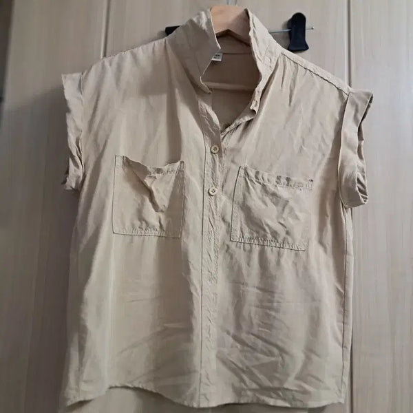 [BUNJANG] Beige Sleeveless Shirt / 베이지색 민소매 셔츠