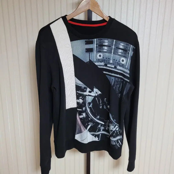 [BUNJANG] System Homme Quilted Printing Sweatshirt Black / 시스템옴므 맨투맨 퀄팅 프린팅 남성 남자 블랙 [100]