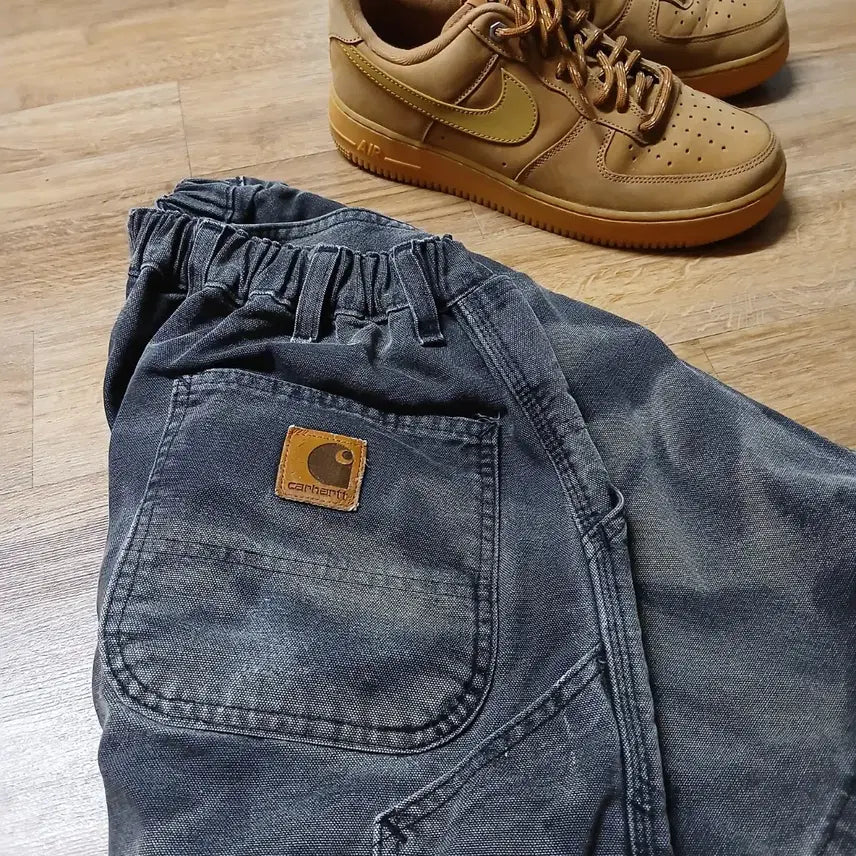 [BUNJANG] Carhartt Carpenter Denim Tie-Dye Camo Shorts / carhartt 칼하트 쫀쫀한 허리 반바지 카펜터 데님 타이다이 카모
