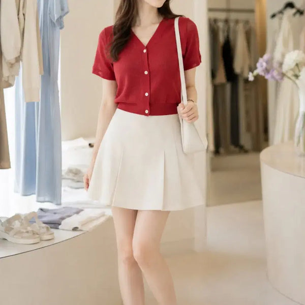 [BUNJANG] Band Waist Skirt White / 뒷밴딩 스커트 화이트 free