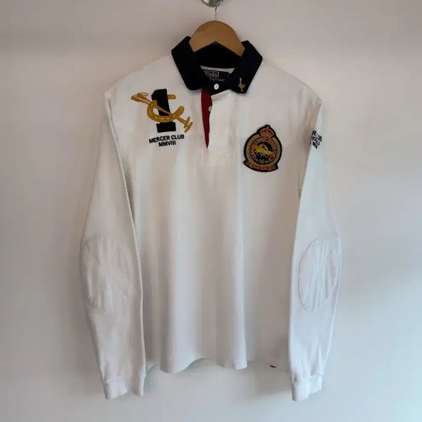 [BUNJANG] Polo Ralph Lauren 00s White Chieftains Rugby Sweatshirt L / 폴로 랄프로렌 루즈핏 00s 화이트 치프키프 럭비 스웻 셔츠