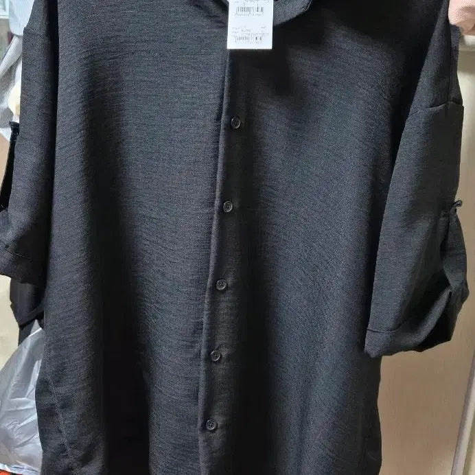 [BUNJANG] Daily Roll-up Open Collar Short Sleeve Shirt / 데일리 롤업 오픈 카라 반팔셔츠