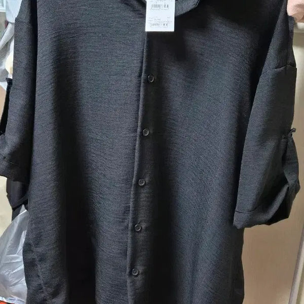 [BUNJANG] Daily Roll-up Open Collar Short Sleeve Shirt / 데일리 롤업 오픈 카라 반팔셔츠