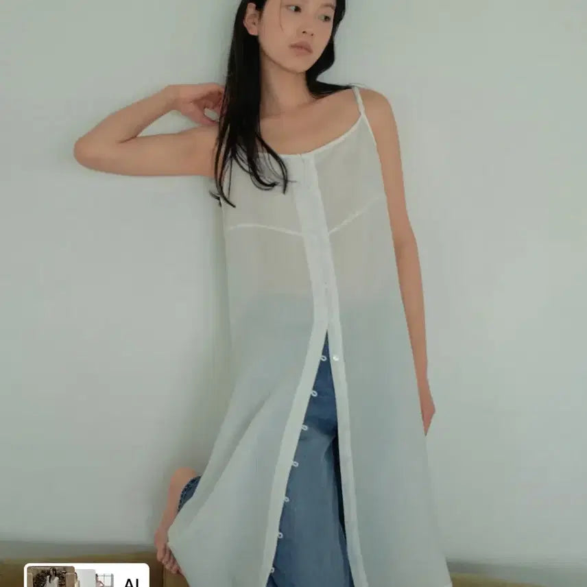 [BUNJANG] Moa Layered Sleeveless Dress Ivory / 모아 레이어드 슬리브리스 아이보리 원피스