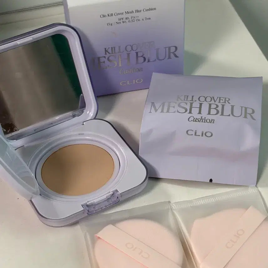 [BUNJANG] Clio Kill Cover Mesh Blur Cushion (19C Light) - Full Set with Refill / 클리오 킬커버 메쉬 블러 쿠션 19C 라이트 본품+리필
