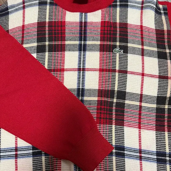 [BUNJANG] Lacoste Red Check Knit / 라코스테 체크 레드 니트 90