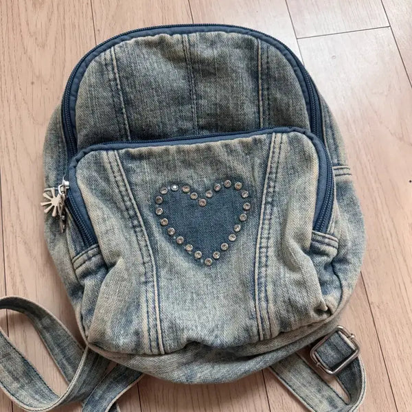 [BUNJANG] Dollskill Delias Denim Heart Backpack / Dollskill delias 데님 하트 백팩