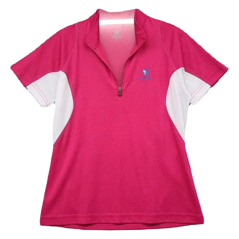 [BUNJANG] Black Yak Pink Functional Half-Zip T-Shirt / 블랙야크 핑크 기능성 트레이닝 반집업 반팔티 90