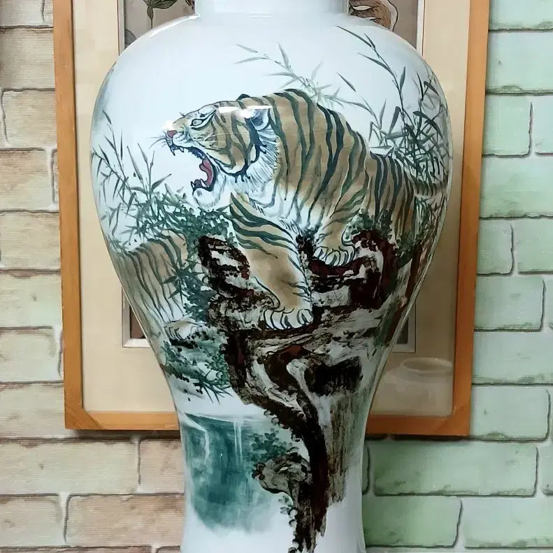 [BUNJANG] Large Tiger Painting Celadon Vase 59cm / 대형호랑이그림 매병도자기 화병. 59cm