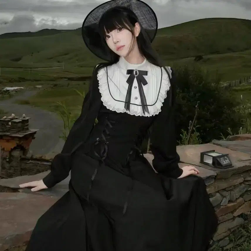[BUNJANG] Muggle Studio Gothic Lolita Long Dress / 고딕 고스로리 중브 롱 원피스 |졸업사진코스프레지뢰계