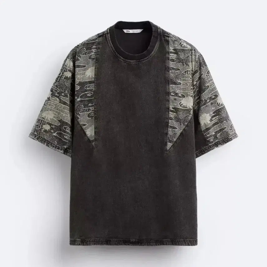 [BUNJANG] Zara Combi Denim T-Shirt XL / 자라 콤비 데님 티셔츠 XL