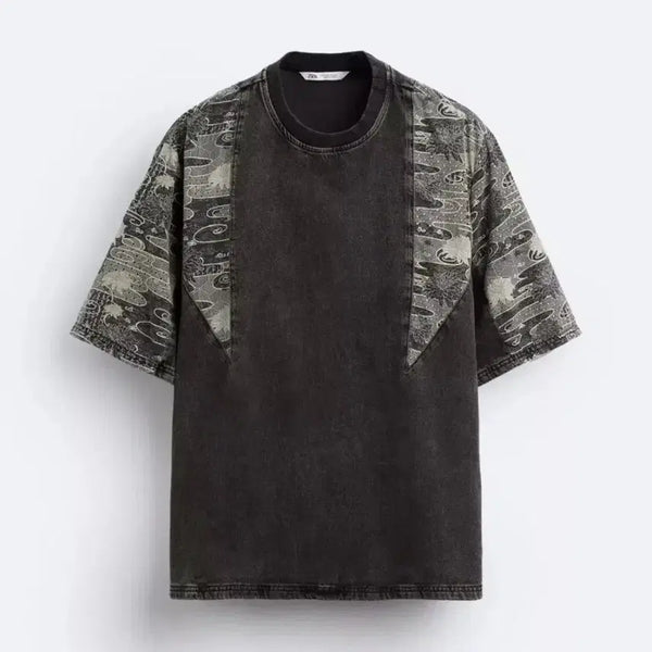 [BUNJANG] Zara Combi Denim T-Shirt XL / 자라 콤비 데님 티셔츠 XL