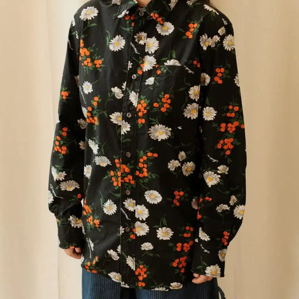 [BUNJANG] Dsquared2 Black Floral Logo Shirt / 디스퀘어드2 블랙 플로럴 로고 셔츠